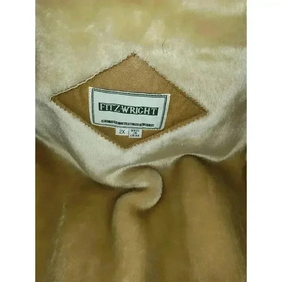 Fitzwright 2XL Tan Leather Jacket with Faux Fur Lining - Picture 2 of 8